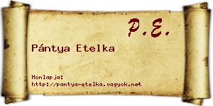 Pántya Etelka névjegykártya